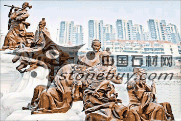 “八仙過海”大型石雕亮相海津大橋旁